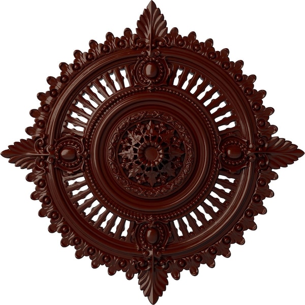 Ekena Millwork Haylynn Ceiling Medallion (Fits Canopies up to 1 1/4"), 29 1/8"OD x 1 1/4"ID x 4"P, Brushed Mahogany CM29HYBMF - main